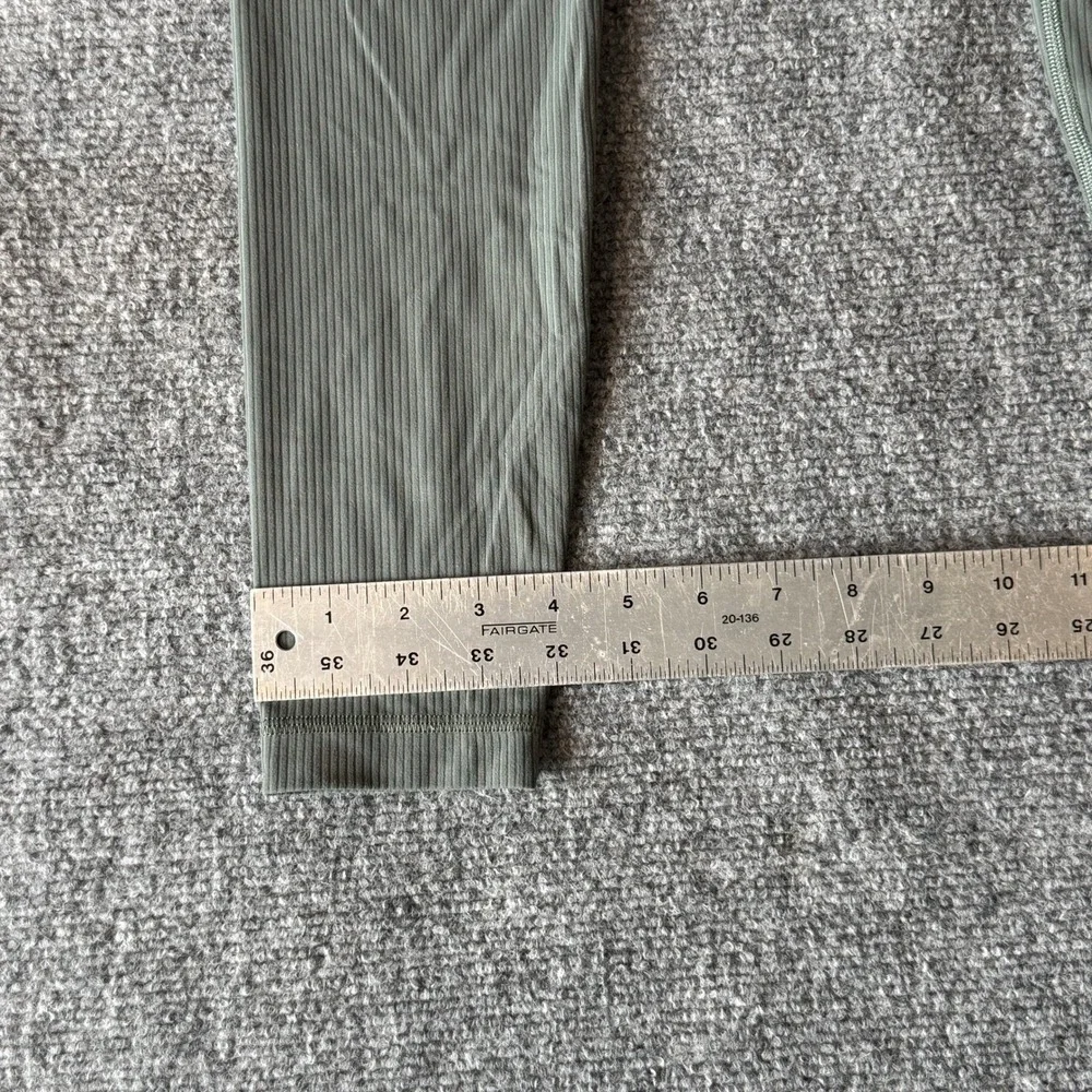 Sage Green Ribbed High Waisted Full Length‎ Yoga Leggings Athleisure 2114